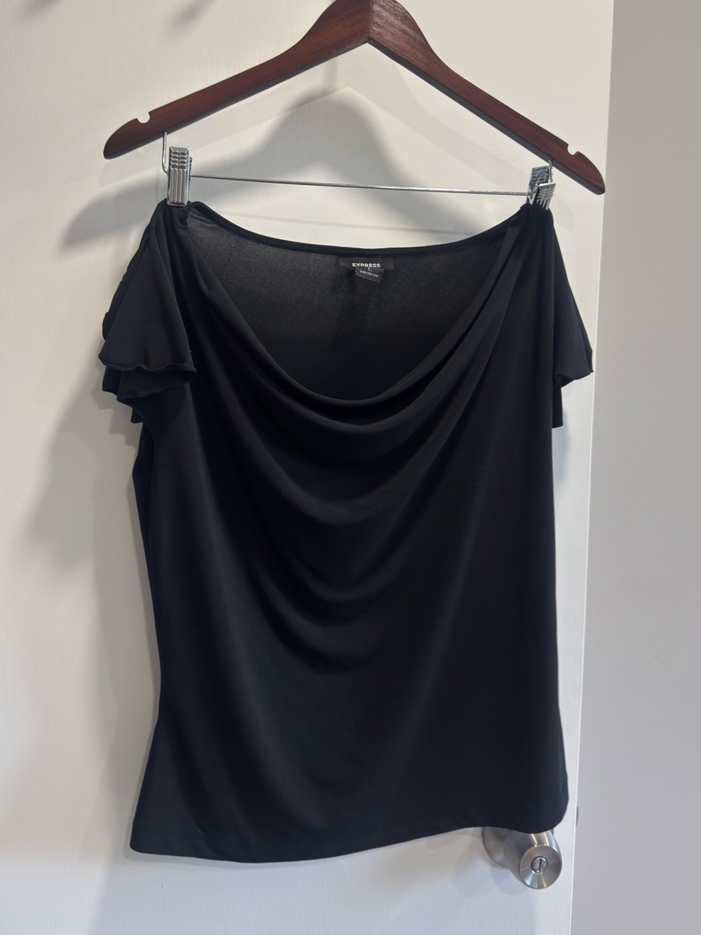 y2k early 00s Express Black Off-Shoulder Cowl Neck Top